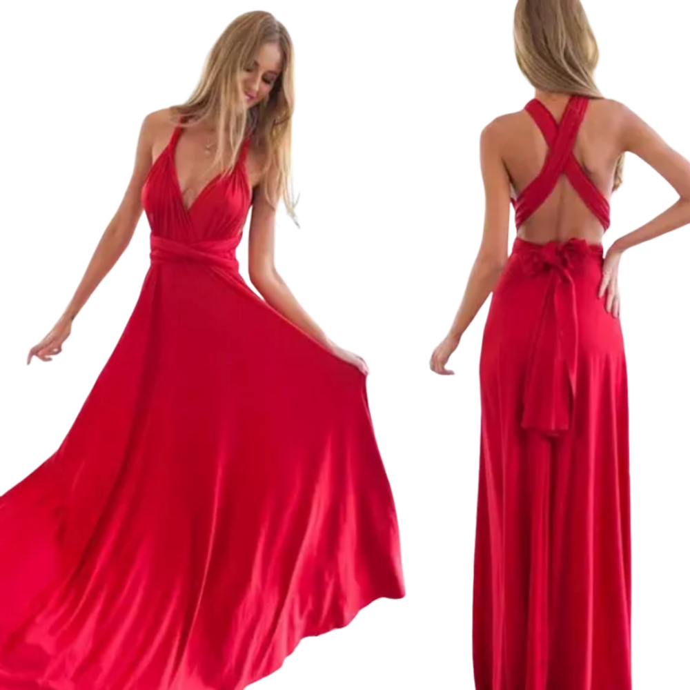 Amira – Langes sexy Kleid mit V-Ausschnitt
