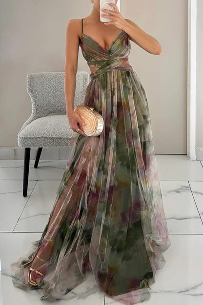 Alina – Langes Kleid mit V-Ausschnitt für Hochzeitsgäste