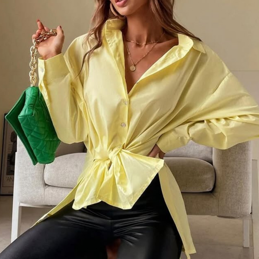 Oversize-Bluse mit Taillenschleife