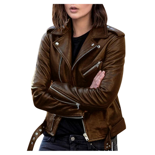 Vivian – Klassische Lederjacke mit Zipper