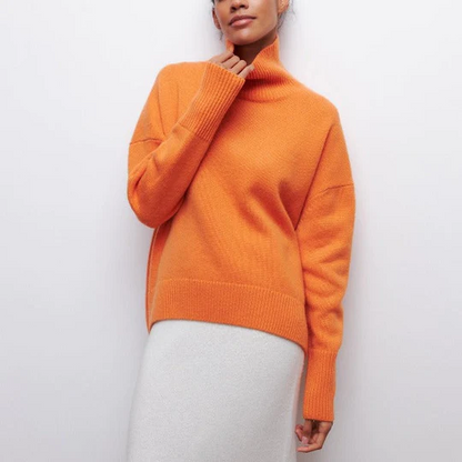 Hortencia - Großer Baumwoll-Rollkragenpullover