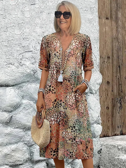 Melina – Bequemes Midikleid mit V-Ausschnitt