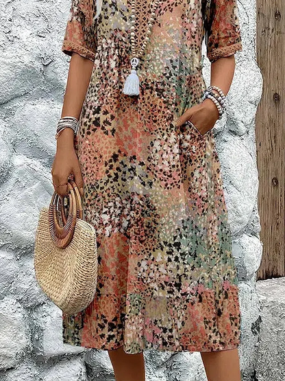 Melina – Bequemes Midikleid mit V-Ausschnitt