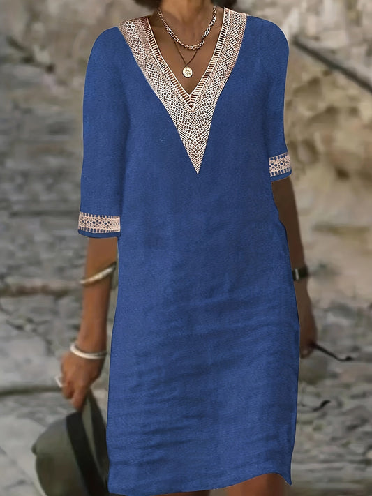 Lana – Tunika-Kleid mit V-Halsausschnitt und Spitze