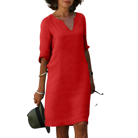 Clara – V-Ausschnitt Kleid, das den Bauch verdeckt