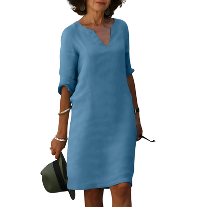 Clara – V-Ausschnitt Kleid, das den Bauch verdeckt