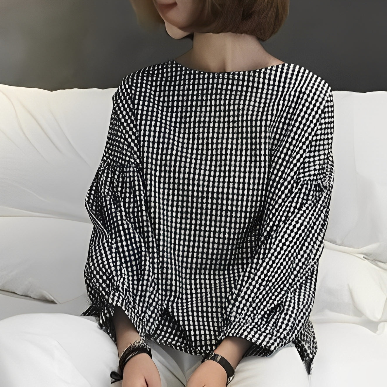 Tahlia - Weites Damenhemd mit Karos und schrägem Design