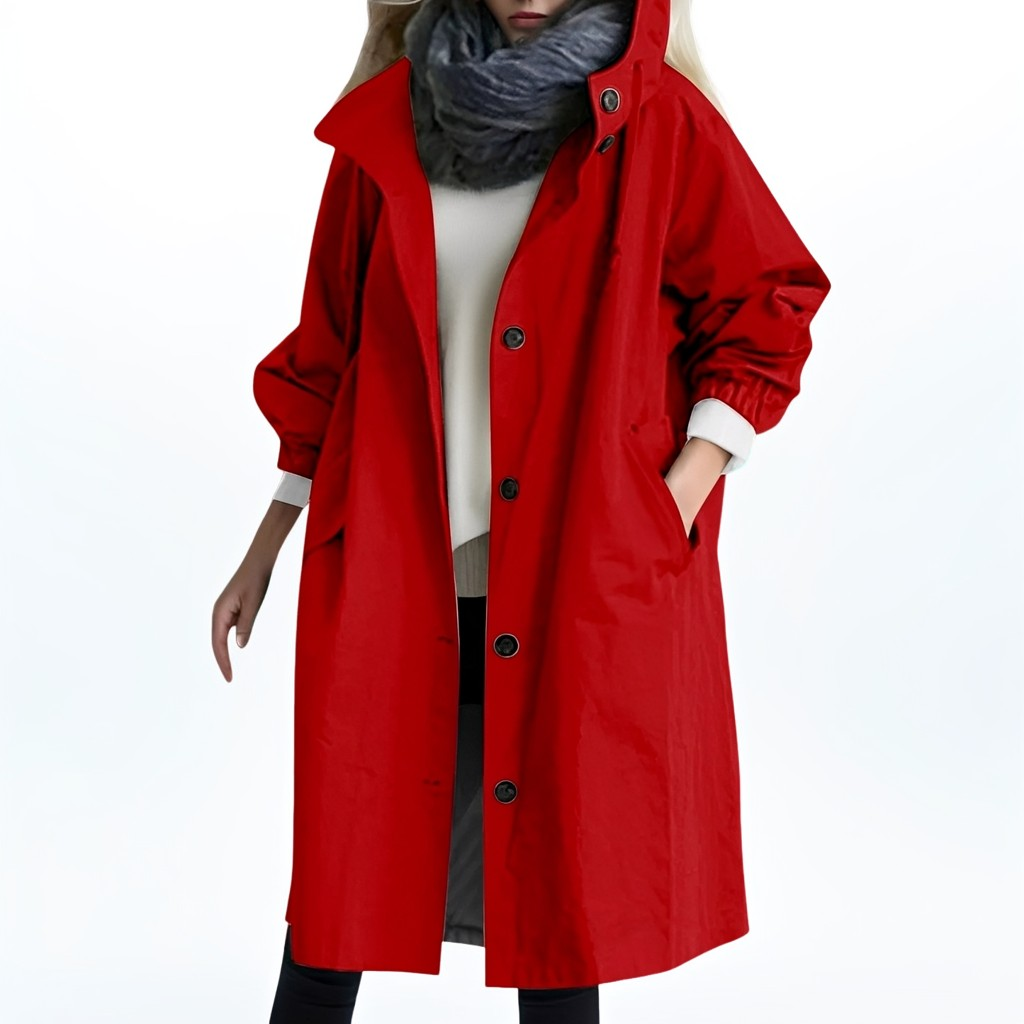 Shawna - Lange, wasserfeste Damenjacke mit Kapuze