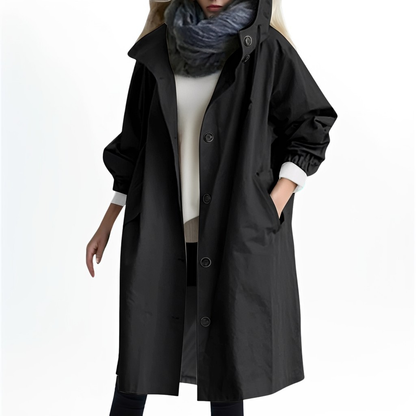 Shawna - Lange, wasserfeste Damenjacke mit Kapuze