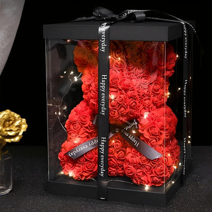Teddie - Romantischer Rosenbär mit LED-Geschenkbox für den Valentinstag