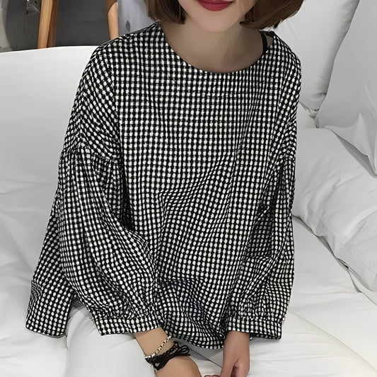 Tahlia - Weites Damenhemd mit Karos und schrägem Design