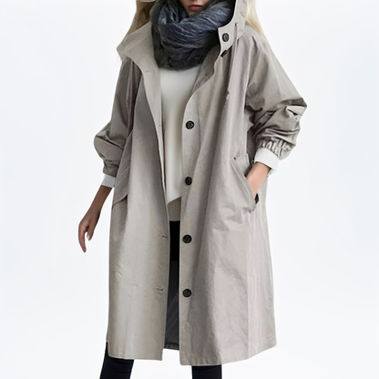 Shawna - Lange, wasserfeste Damenjacke mit Kapuze