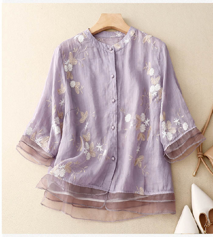 Elaine - Bestickte Vielseitige Bluse